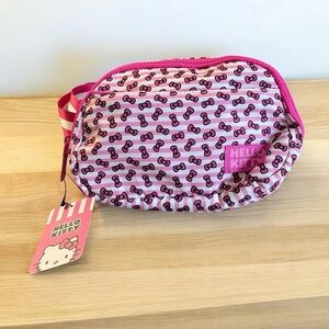 Hello Kitty Crossbody/Fanny Pack Purse, Pink and White, Bow Vinyl Patter…